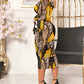 2 Piece Leopard Print Mock Neck Long Sleeve Mid Calf Dress Sheer Mesh Party Dress with Short Pants