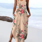 Floral Print V Neck Spaghetti Strap Boho Maxi Dress Casual Slit Pocket Design Vacation Sundress