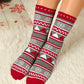 Fiery Red Christmas Geometric Snowflake Print Crew Socks