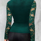 Velet V Neck Contrast Lace Long Sleeve Top Ruched Sexy Slim Fit Blouse Shirts