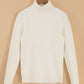 Beige Turtleneck Fleece Lined Knit Sweater