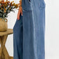 Sail Blue Washed Denim Chambray Loose Plus Size Pants