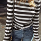 Black Stripe Slim Fit High Neck Knit Sweater