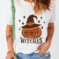 White HOWDY WITCHES Pumpkin Graphic Halloween T Shirt