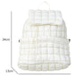 White Solid Flapped Quilted Puffer Backpack