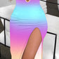 Ombre High Slit Hollow Out Bodycon Dress