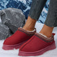 Fiery Red Contrast Print Suede Plush Lined Snow Boots