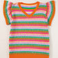 Orange Multi Flutter Sleeve Knitted Sweater Top