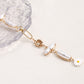 Gold Faux Pearl Daisy Jointed Chain Choker Necklace