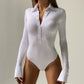 Long Sleeve Button Detail Skinny Bodysuit