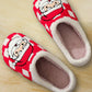 Fiery Red Checkered Santa Claus Graphic Plush Home Slippers