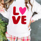 White LOVE Chenille Embroidered Cable Knit Pullover Sweatshirt