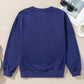 Navy Blue Plain Drop Shoulder Crewneck Pullover Sweatshirt