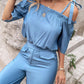 Cold Shoulder Frill Hem Top & Pants Set