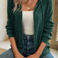 Evergreen Ribbed Zip Up Front Drawstring Hoodie