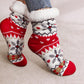 Fiery Red Christmas Pattern Plush Lined Winter Socks