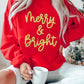 Red Merry & Bright Printed Christmas Pullover Sweatshirt