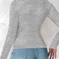 U Neck Built in Bra Long Sleeve Ribbed Top