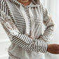 Striped Contrast Floral Lace Patch Hoodie Pullover Long Sleeve Casual Sweatshirt