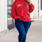 Fiery Red Tinsel merry Pattern Drop Shoulder Plus Size Sweater