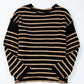 Black Stripe Drop Shoulder Round Neck Loose Sweater