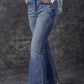 Sky Blue Slight Distressed Medium Wash Flare Jeans