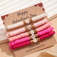 Peach Blossom 5Pcs Valentine Heart Beaded Bracelet