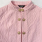 Stand Collar Long Sleeve Cable Textured Coat Button Front Jacket