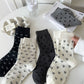 Black Bow Knots Ribbed Edge Crew Socks