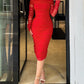 Off Shoulder Sheer Mesh Bodycon Dress Long Sleeve Ruched Midi Party Dress