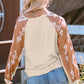 Apricot Western Print Patch Long Sleeve Top