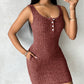 Buttoned Pocket Design Ribbed Bodycon Dress