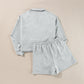 Light Grey Stand Neck Zipped Sweatshirt and Shorts Set