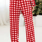 Fiery Red Christmas Plaid Print Shirt and Pants Pajama Set