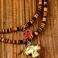 Russet Orange Skull Pumpkin Face Pendant Layered Beaded Halloween Necklace