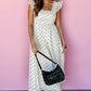 White Polka Dot Flutter Sleeve Square Neck Smocked Maxi Dress