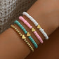 Pink Heart Beaded Multi Layered Bracelet Set