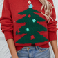 Racing Red Christmas Tree Graphic Crew Neck Sweater