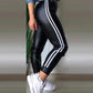 Side Striped Panels PU Leather Cuffed Pants Casual Pants