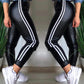 Side Striped Panels PU Leather Cuffed Pants Casual Pants