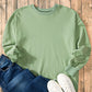 Smoke Green Solid O Neck High Low Hem Pullover Sweatshirt