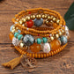 Chestnut 5pcs Boho Beaded Turquoise Bracelets Set