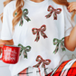 White Christmas Bowknot Graphic Cotton Blend T Shirt