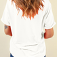 White Sequin Patterned Christmas Light Patch Round Neck Tee