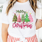 White Merry Christmas Holiday Vibe Graphic Crewneck T Shirt