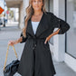 Roll Tab Sleeve Drawstring Trench Coat