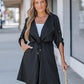 Roll Tab Sleeve Drawstring Trench Coat