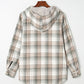 Gray Plaid Pattern Sherpa Lined Hooded Shacket