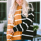 Stripe Oversized Contrast Printed Dropped Shoulder Top