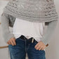 Gray Cross Detail Hollowed Knit Scarf with Sleeves